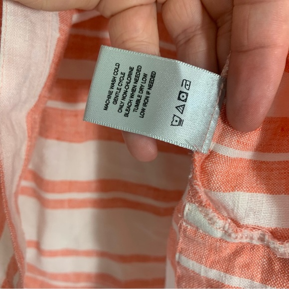 John•Mark Striped Botton Down 100% Linen Top Size Large Like New - Picture 6 of 8